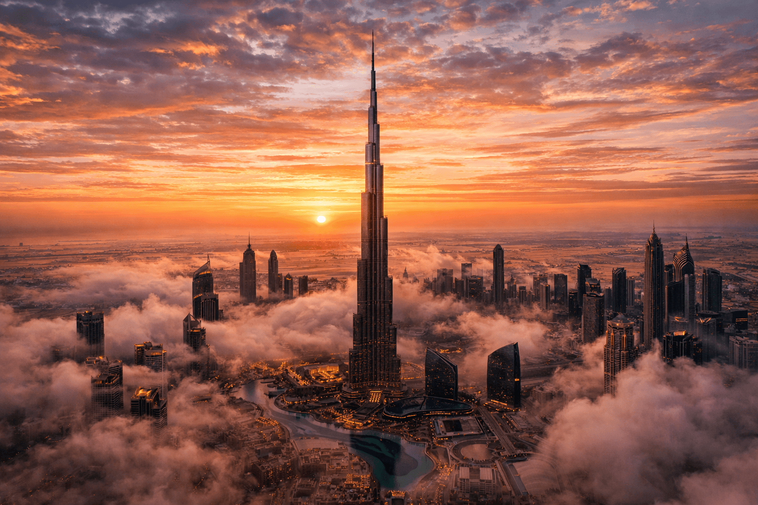 Dubai Burj Khalifa and Modern City Skyline - Gidilirmi.co Travel Guide