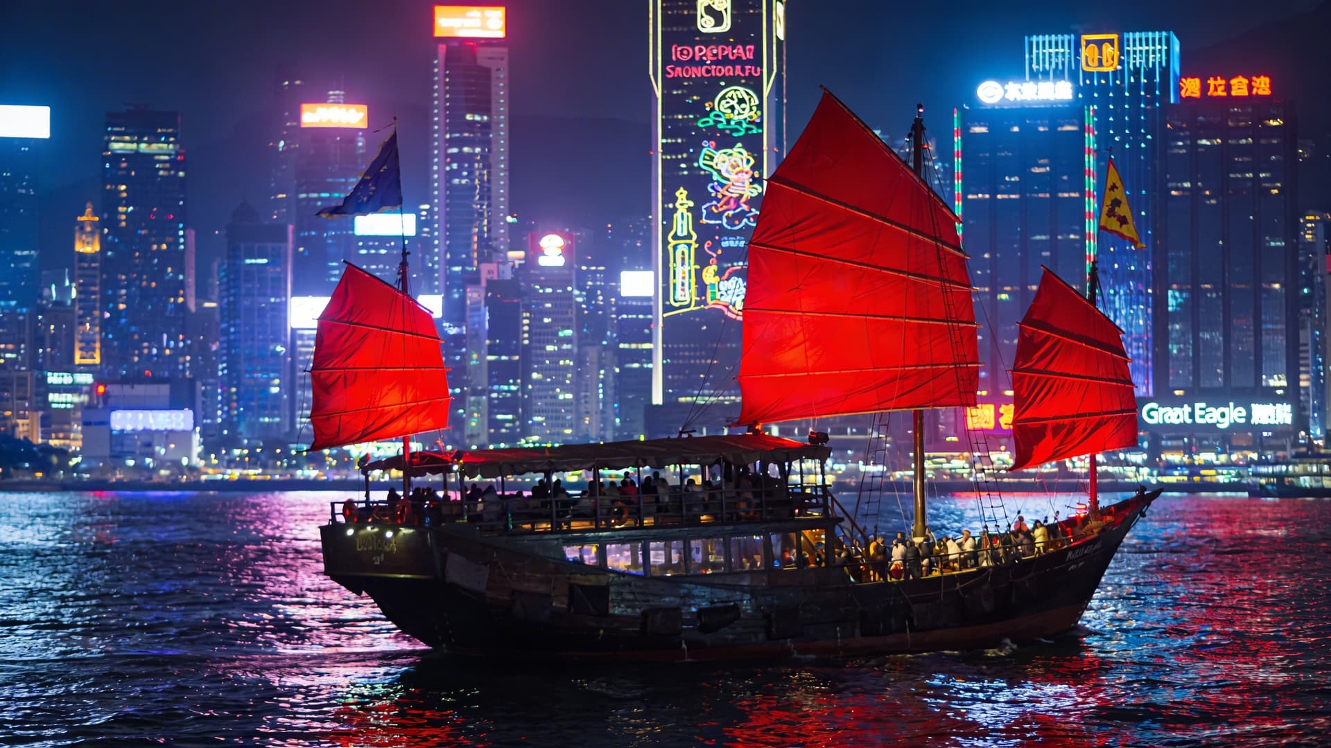 Hong Kong Victoria Limanı ve Gece Işıklı Şehir Silüeti - Gidilirmi.co Gezi Rehberi